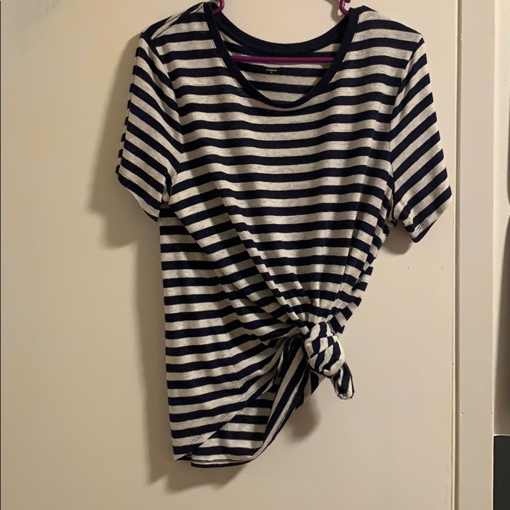 Blue and grey striped T- shirt